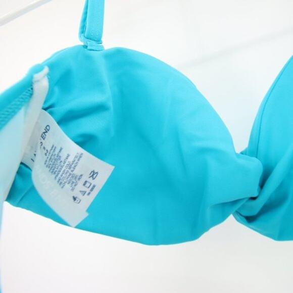 Lands End Aqua Blue Twist Bikini Top Strapless/Halter Wear 2 Ways Size S 6-8 NEW - Picture 2 of 4